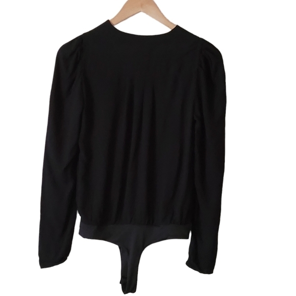 AFRM Black Long Sleeve Wrap Front Bodysuit M - Picture 6 of 8